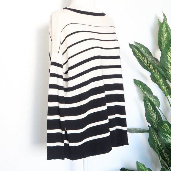 Ralph Lauren Black White Striped Knit Boat Neck Long Sleeve Sweater Pullover S - Picture 3 of 7